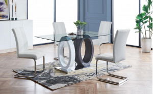 D1628DT + D915DC-WH Dining Set Global Furniture D1628DT + D915DC-WH Dining Set Global Furniture