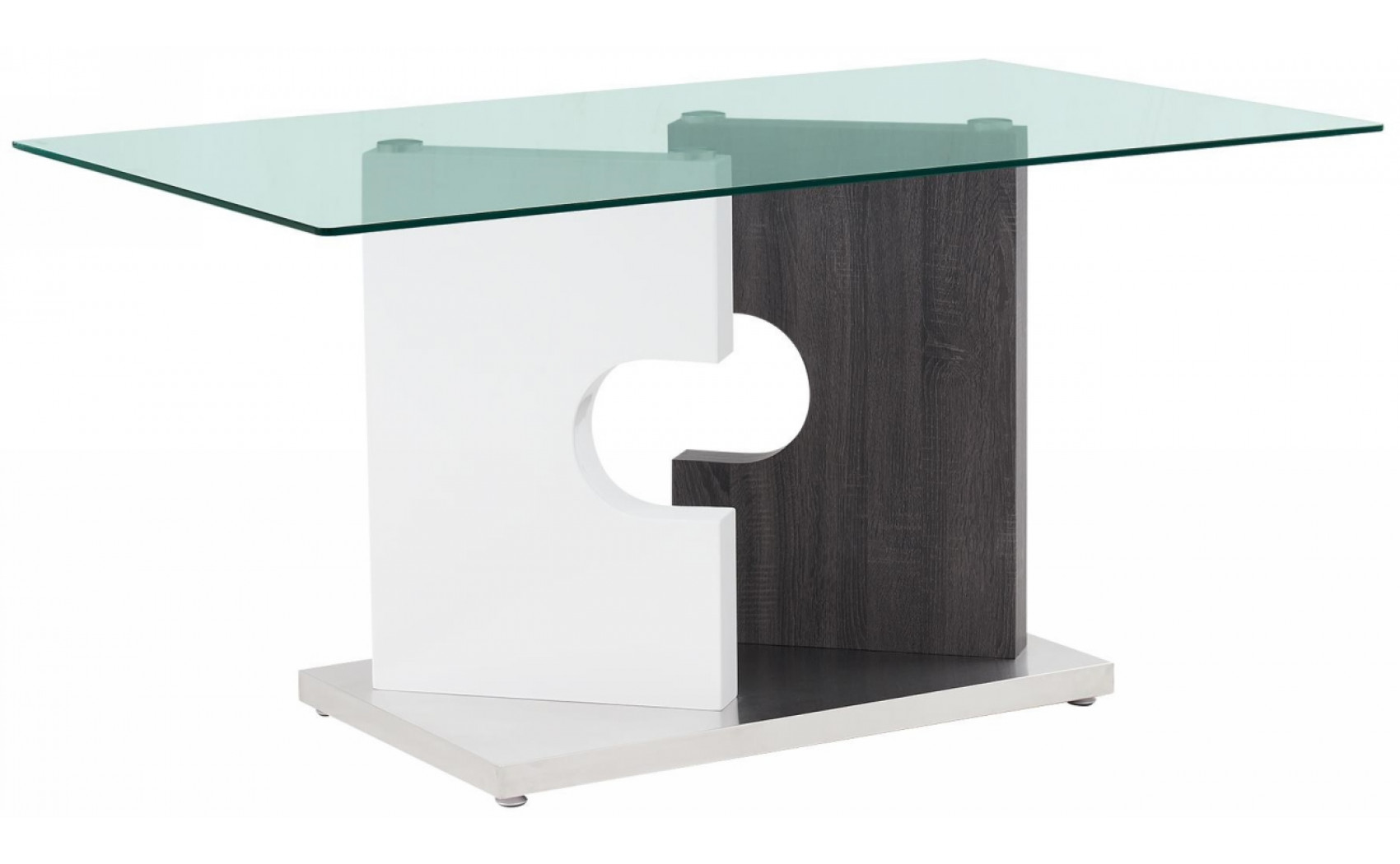 D219DT Dining Table Glass White / Grey Global Furniture