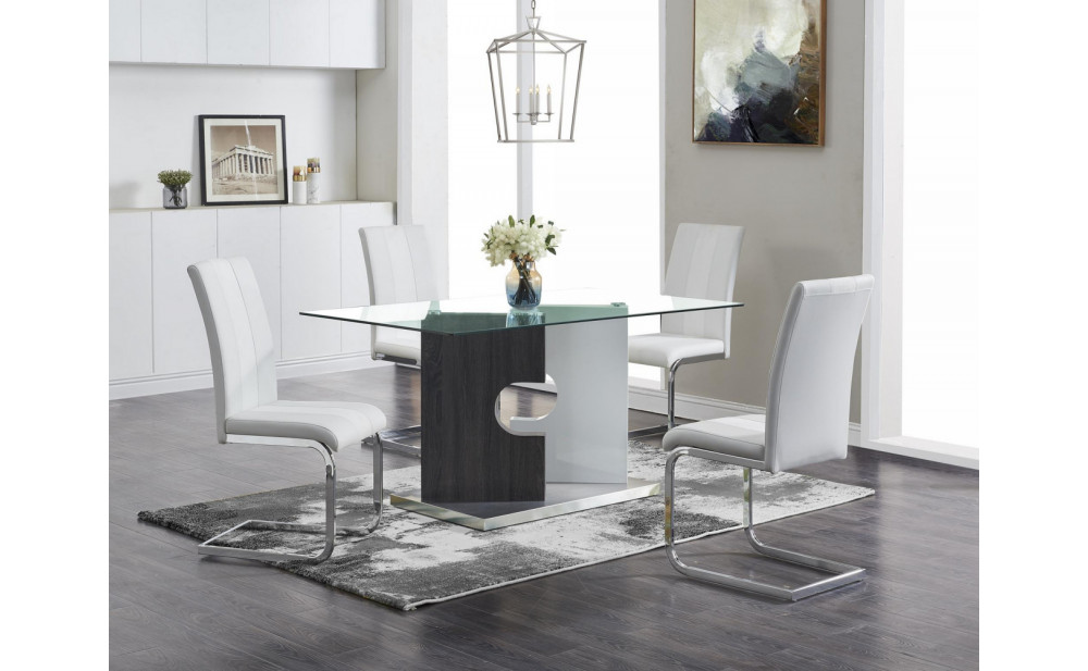 D219DT Dining Table Glass White / Grey Global Furniture