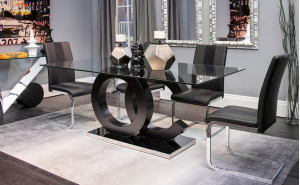 D2207DT-BLK + D915DC-BLK Dining Set Global Furniture D2207DT-BLK + D915DC-BLK Dining Set Global Furniture