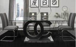 D2207DT-BLK + D915DC-GR Dining Set Global Furniture D2207DT-BLK + D915DC-GR Dining Set Global Furniture