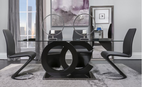 D2207DT-BLK + D9002DC-BL Dining Set Global Furniture D2207DT-BLK + D9002DC-BL Dining Set Global Furniture