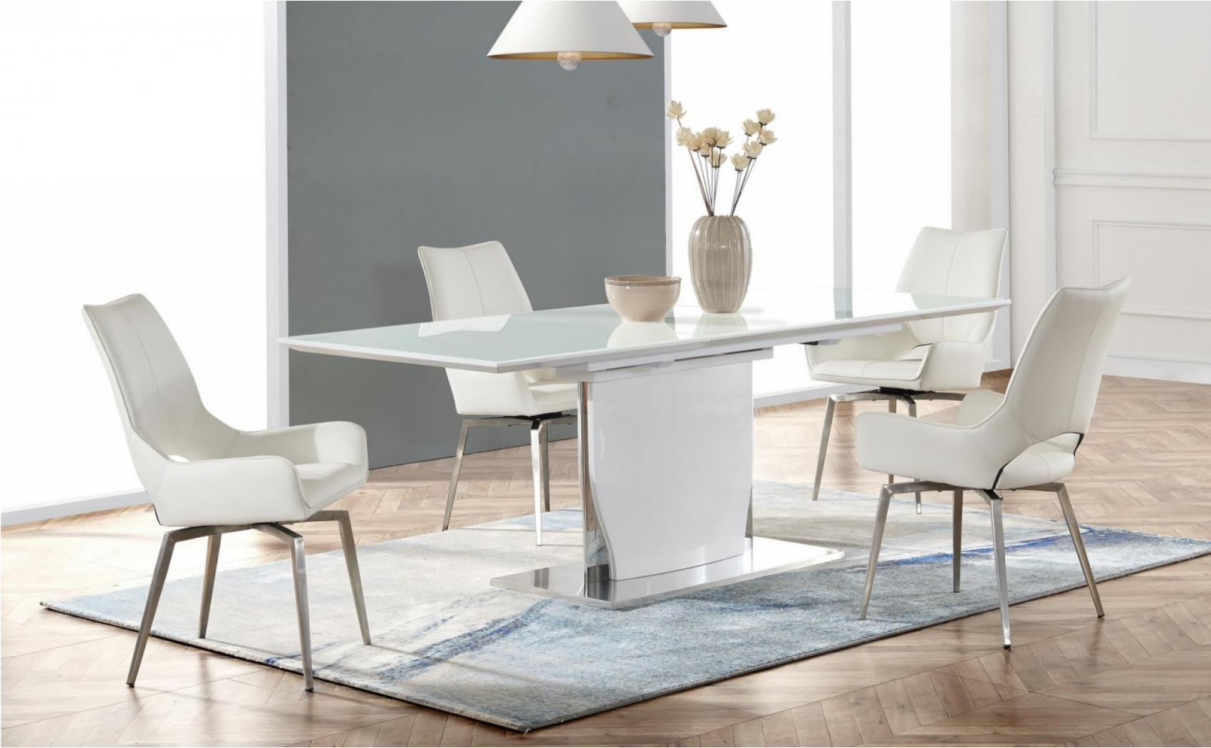 D2279DT Dining Table High Gloss White Global Furniture