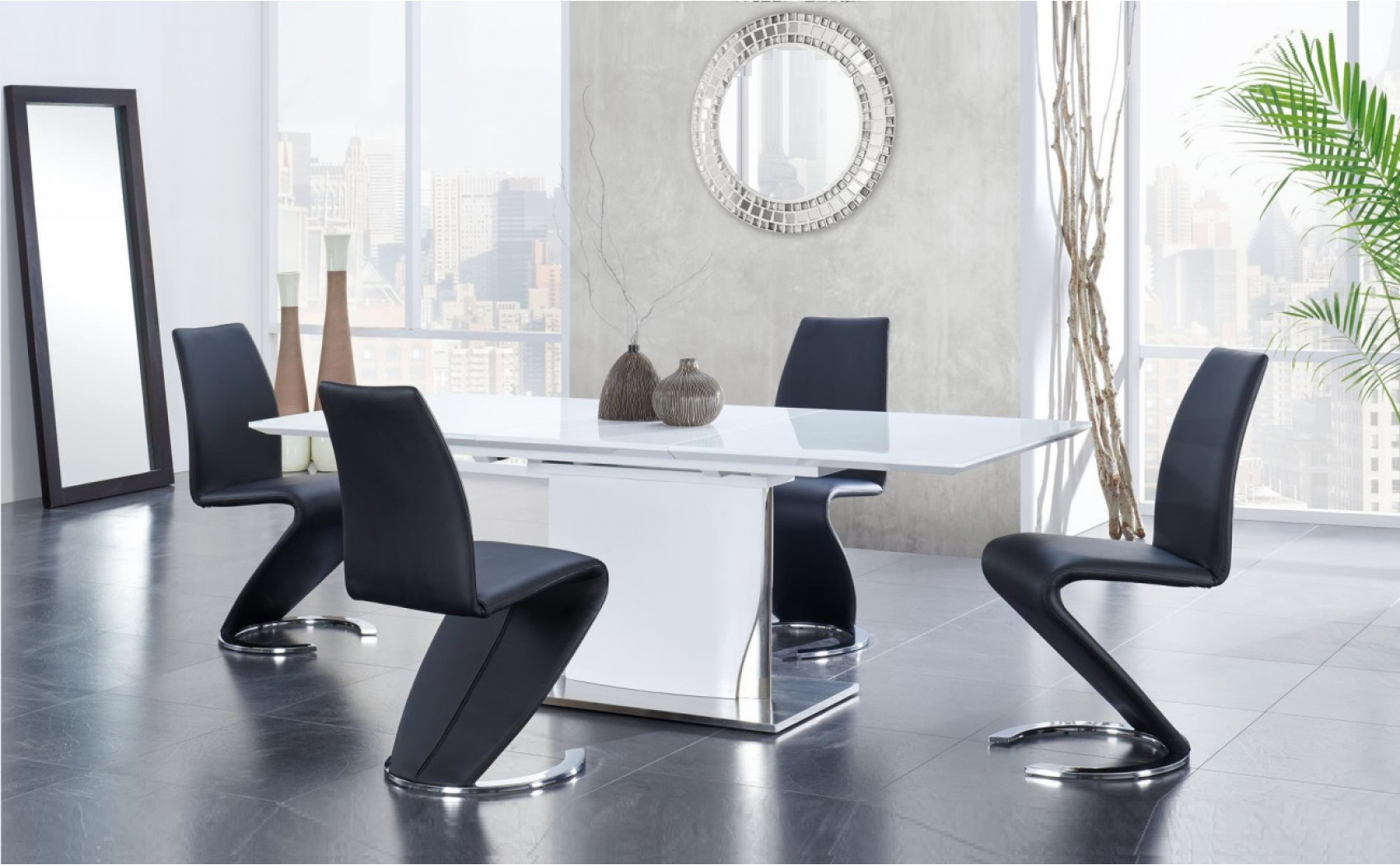 D2279DT Dining Table High Gloss White Global Furniture