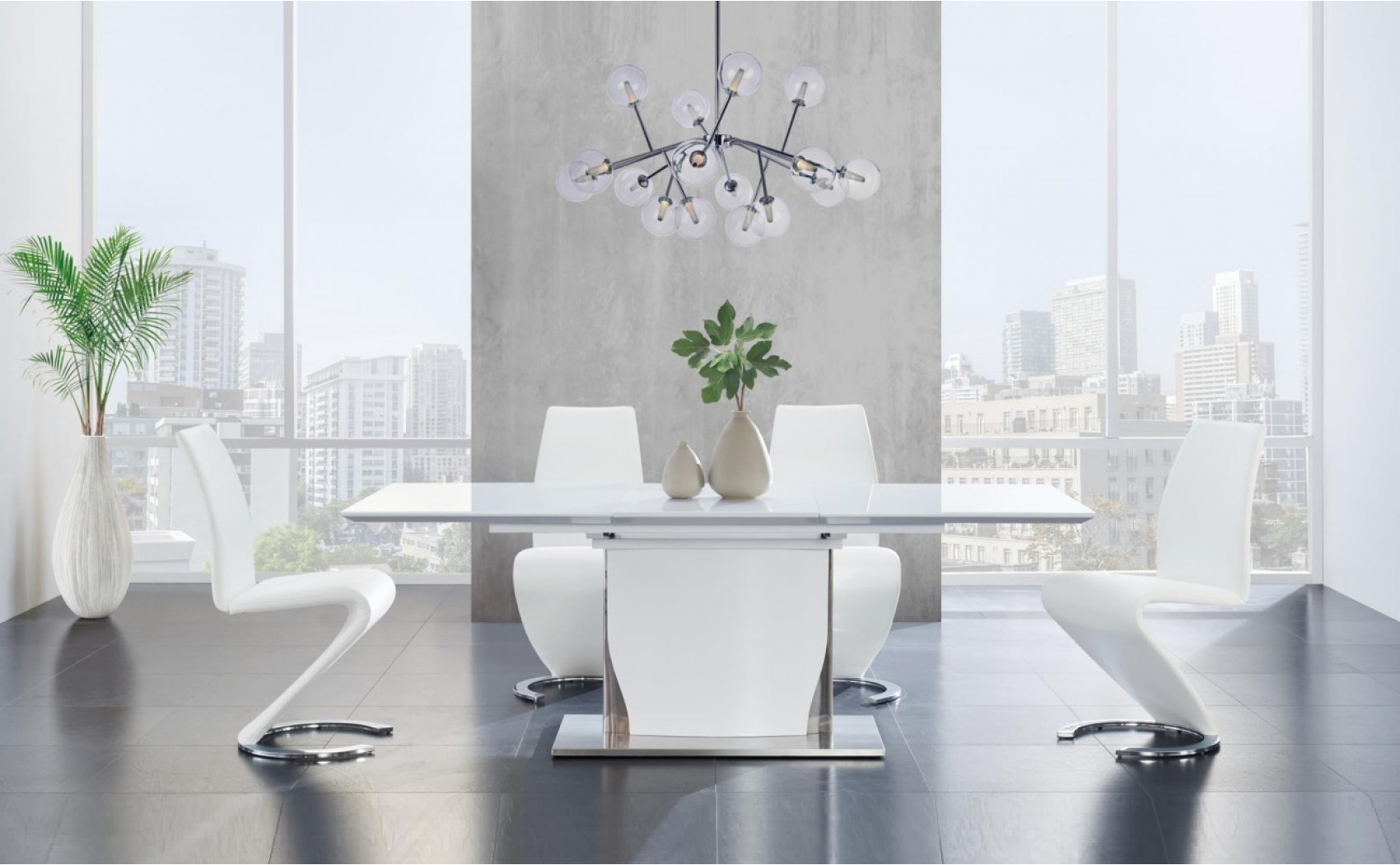 D2279DT Dining Table High Gloss White Global Furniture