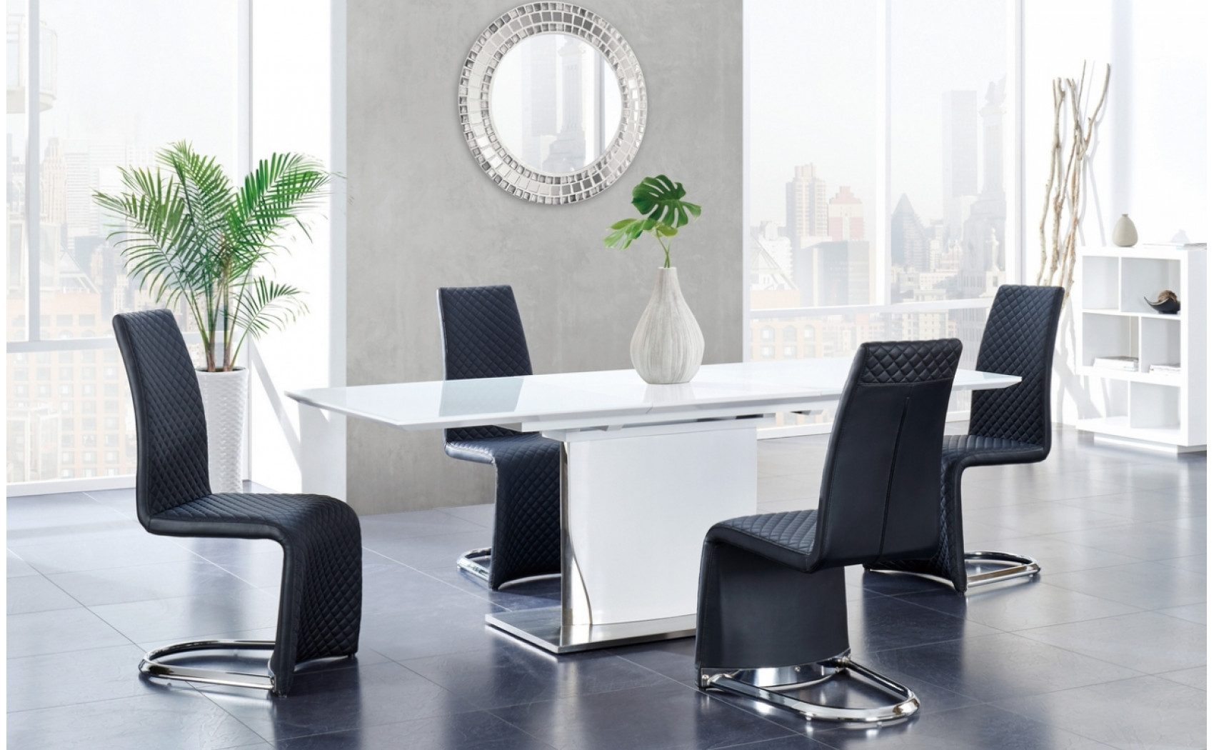 D2279DT Dining Table High Gloss White Global Furniture