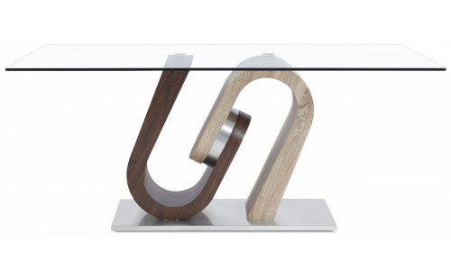 D4126NDT Dining Table Glass Oak / Walnut Global Furniture D4126NDT Dining Table Glass Oak / Walnut Global Furniture