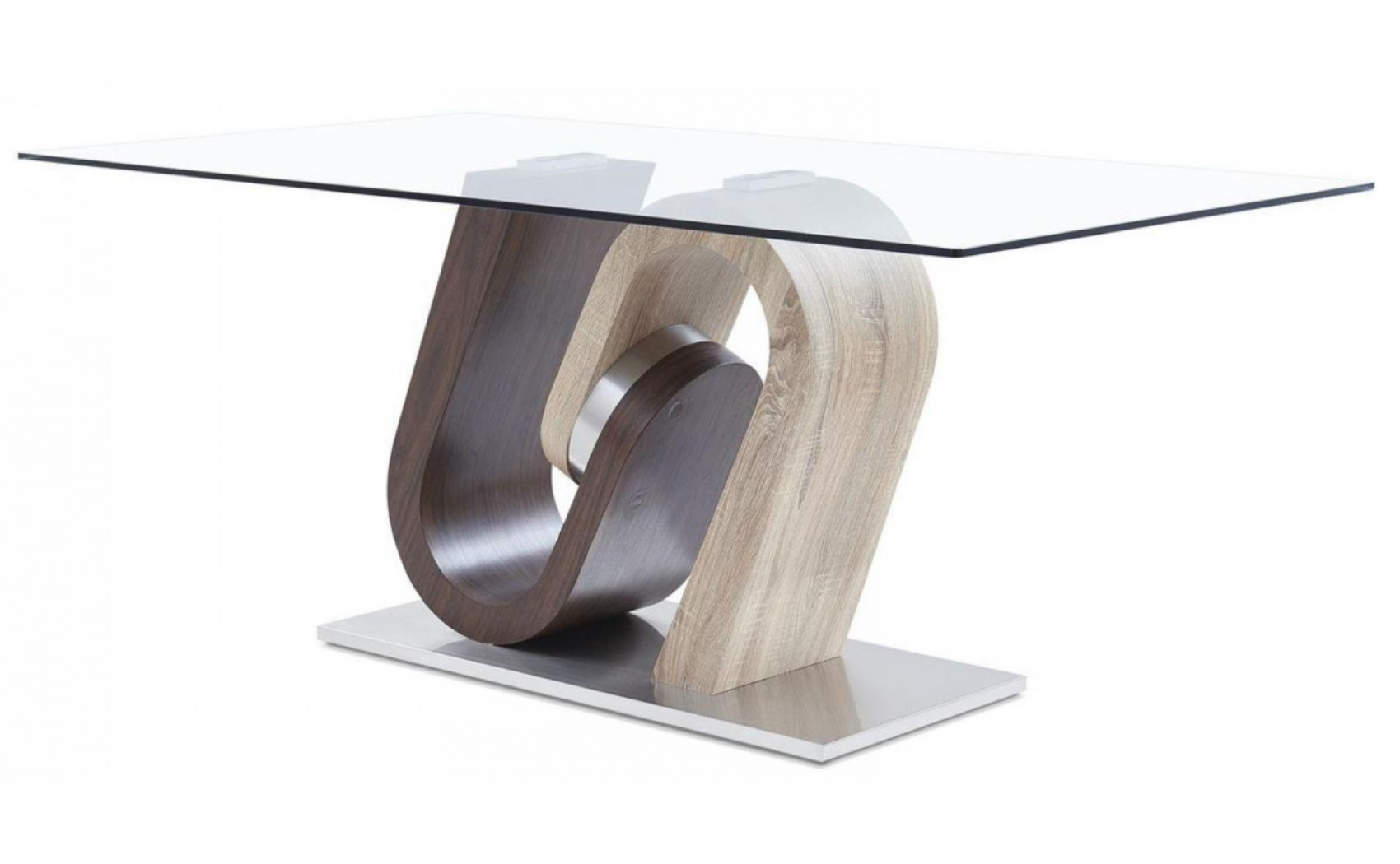 D4126NDT Dining Table Glass Oak / Walnut Global Furniture