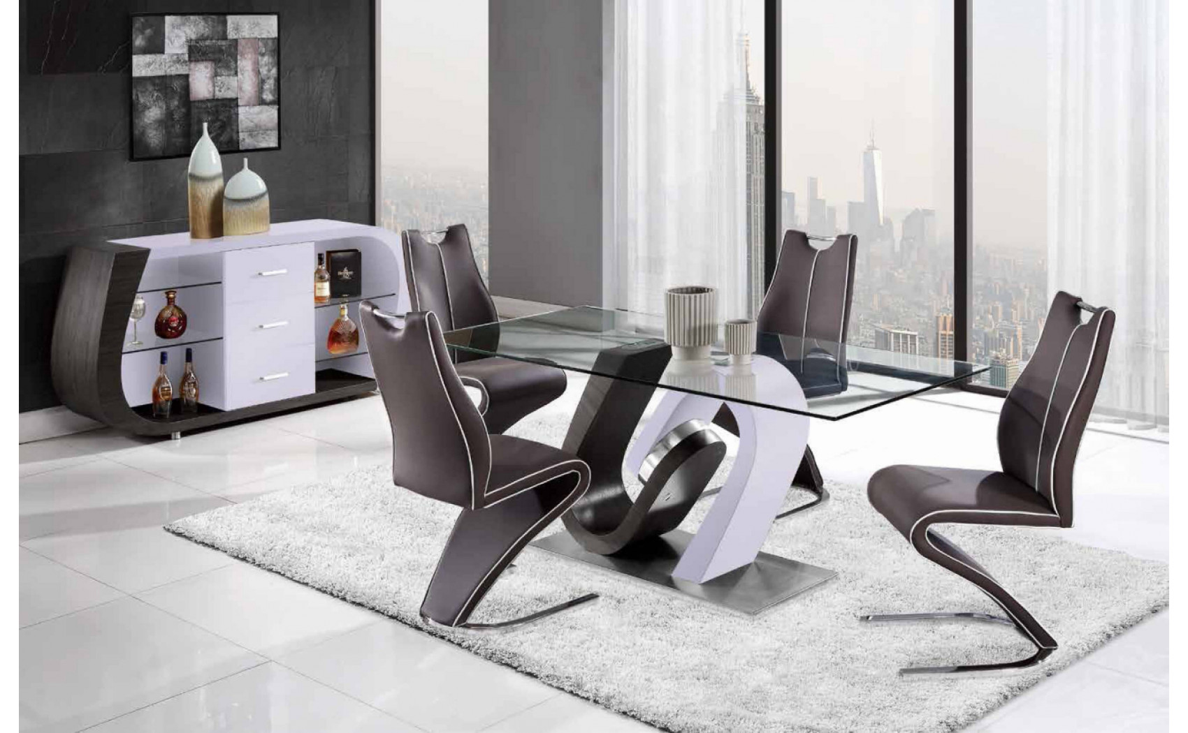 D4127DT Dining Table White / Grey Global Furniture