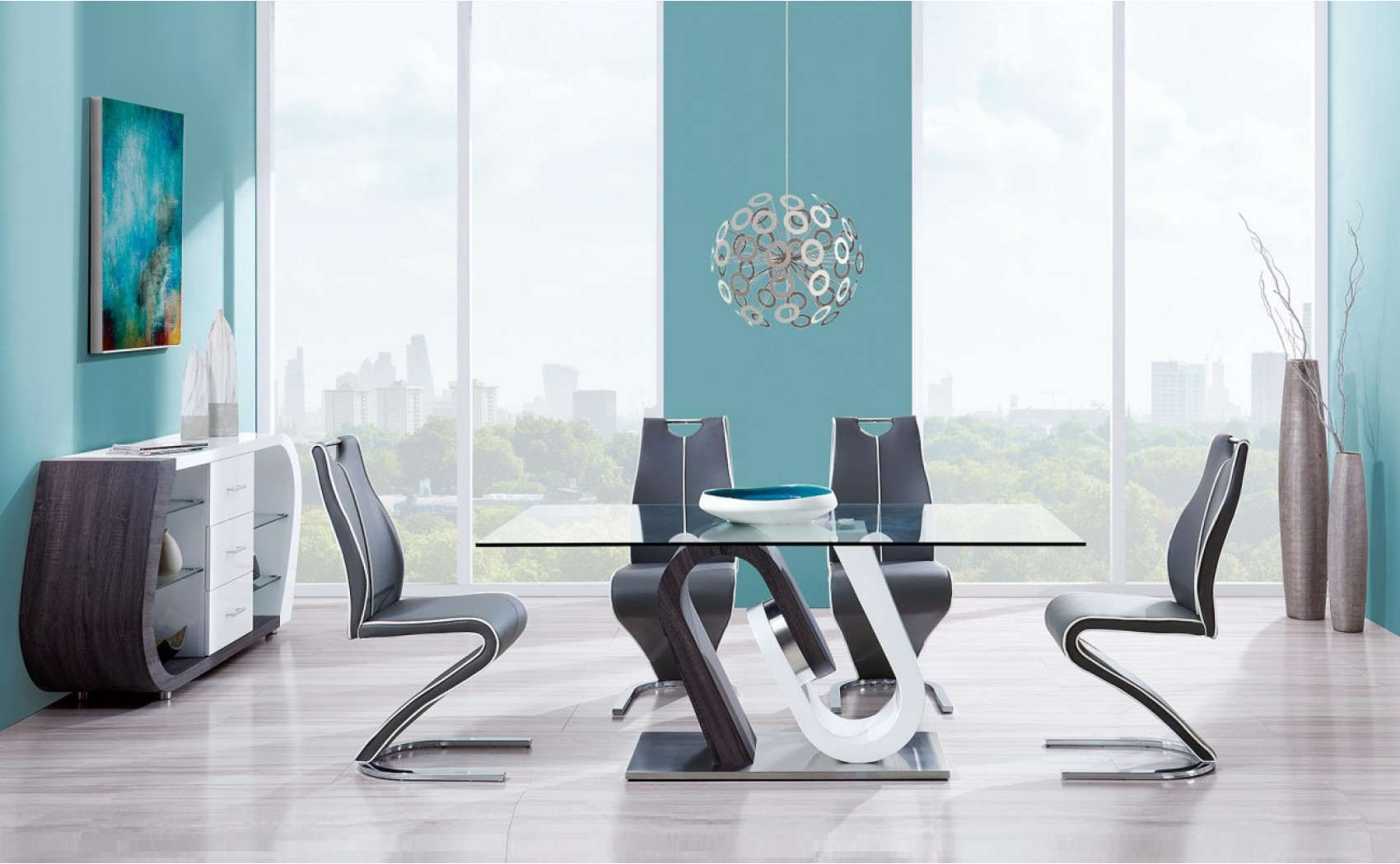 D4127DT Dining Table White / Grey Global Furniture