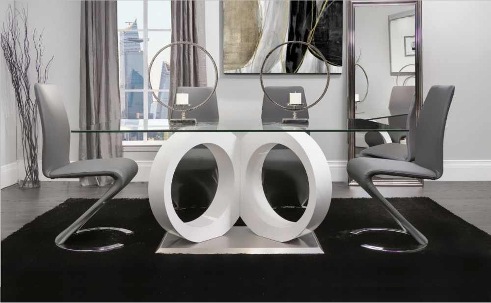 D9002DT + D9002DC-Grey Dining Set Global Furniture