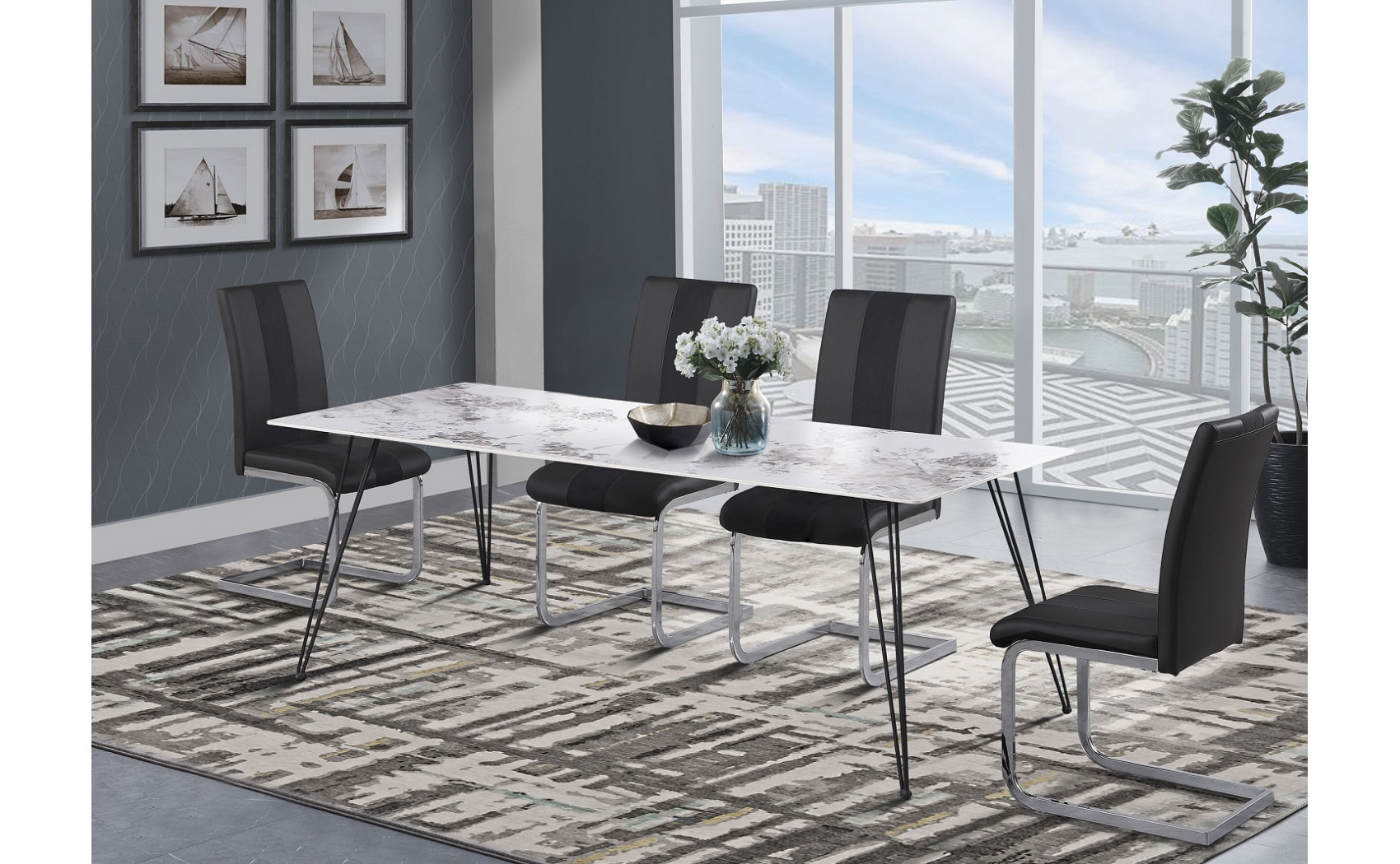D90102DT Dining Table Black / White Global Furniture