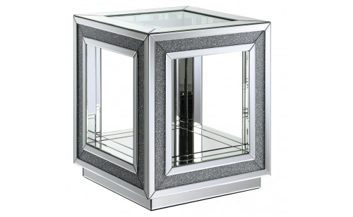 Hollywood Glam End Table Silver / Black Global Furniture Hollywood Glam End Table Silver / Black Global Furniture