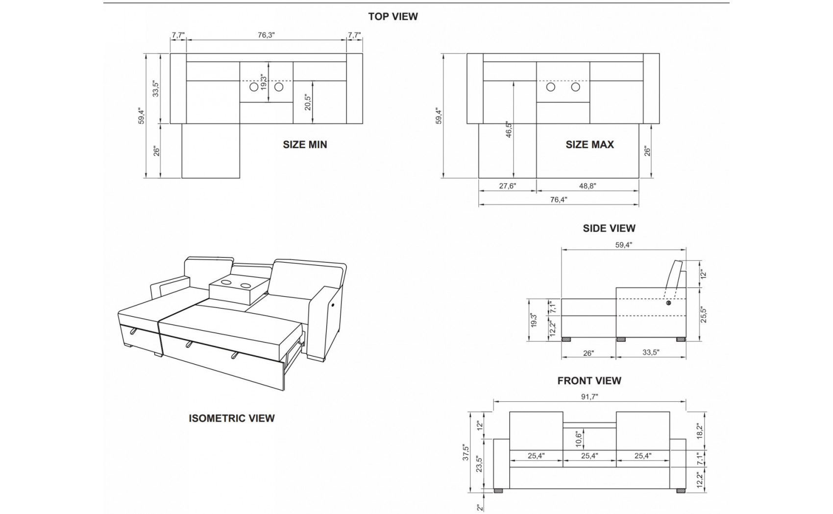 Gabriela U0203 Sectional Dark Grey Global Furniture