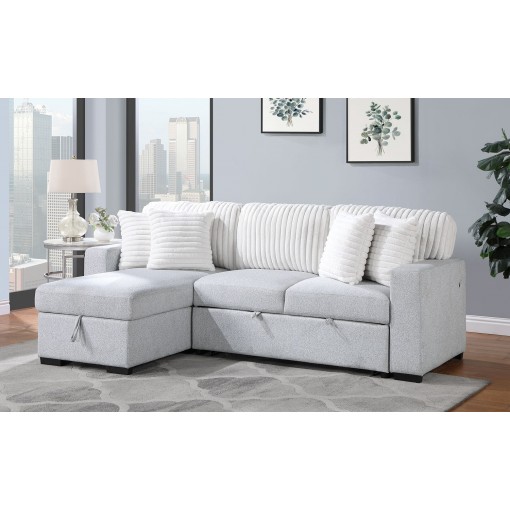 Alina U0204 Sectional Light Grey / White Global Furniture