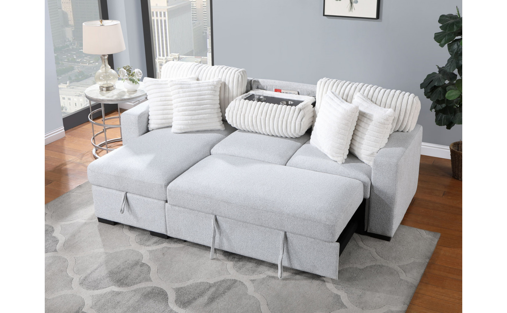 Alina U0204 Sectional Light Grey / White Global Furniture