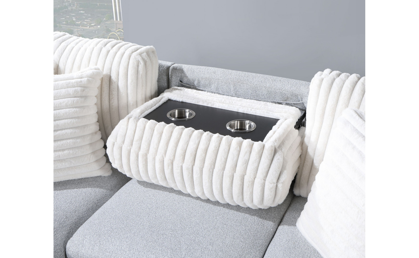 Alina U0204 Sectional Light Grey / White Global Furniture