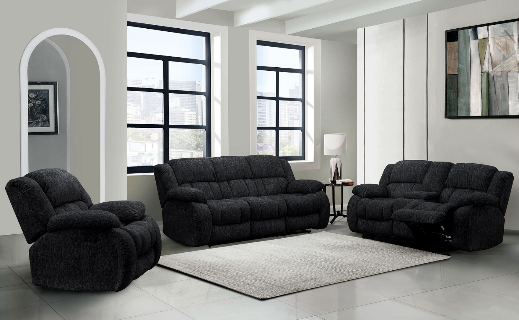 Lille U250 Sofa Set Black Global Furniture