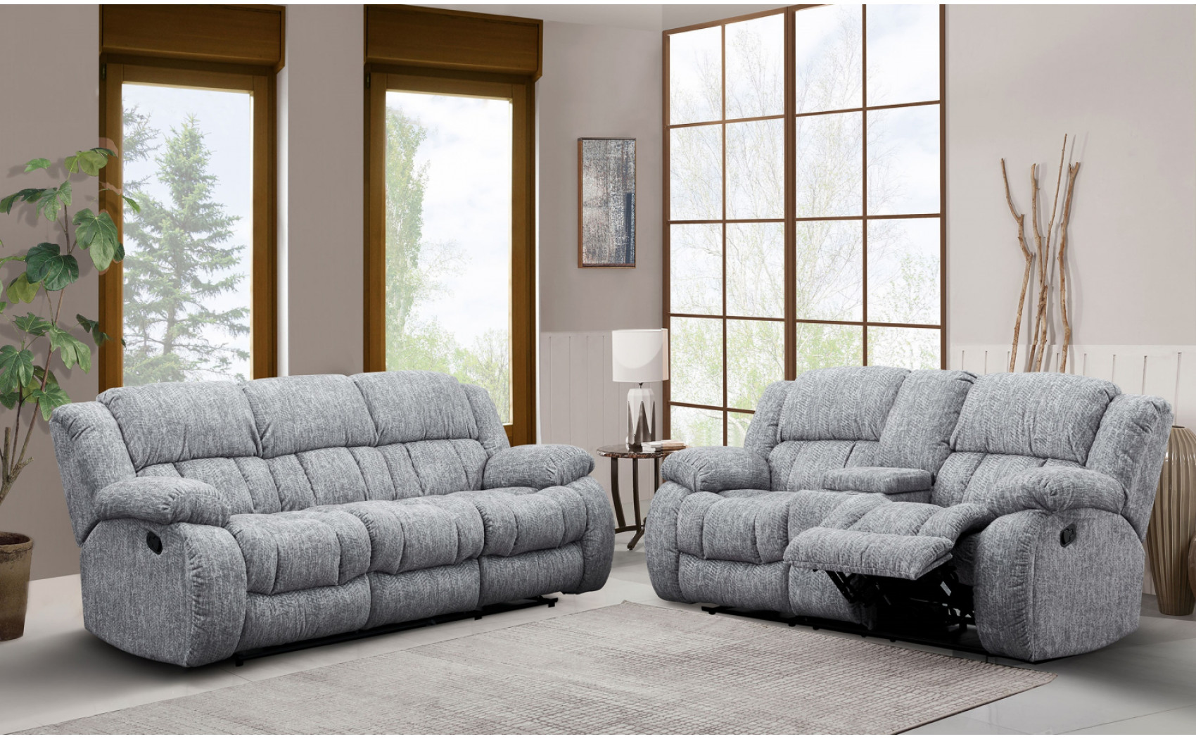 Lille U250 Sofa Set Light Grey Global Furniture