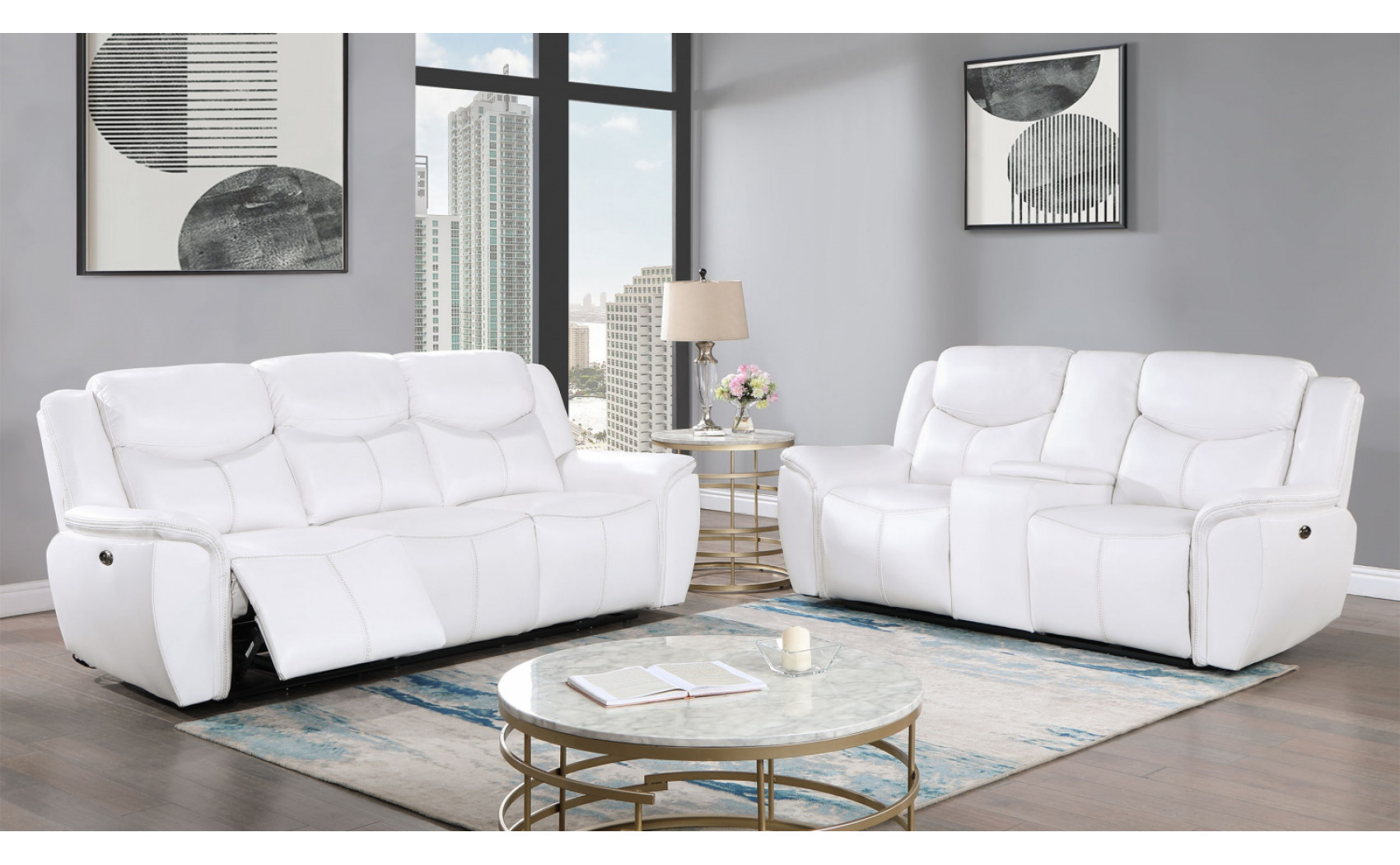 Melody U5987 Sofa Set White Global Furniture