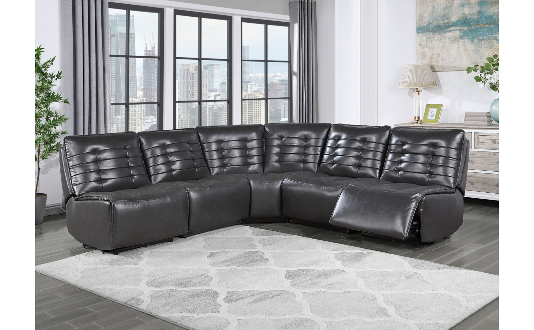 Rotterdam U6066 Sectional Dark Grey / Black / Charcoal Global Furniture