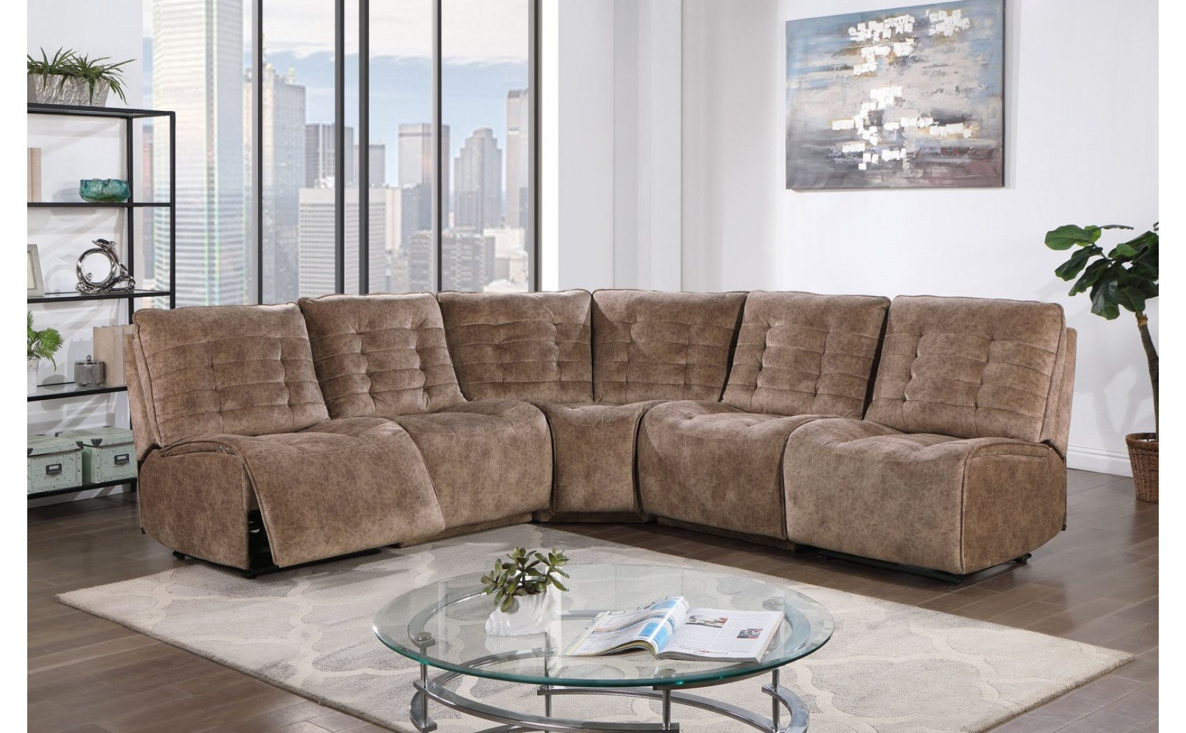 Rotterdam U6066 Sectional Light Brown Global Furniture