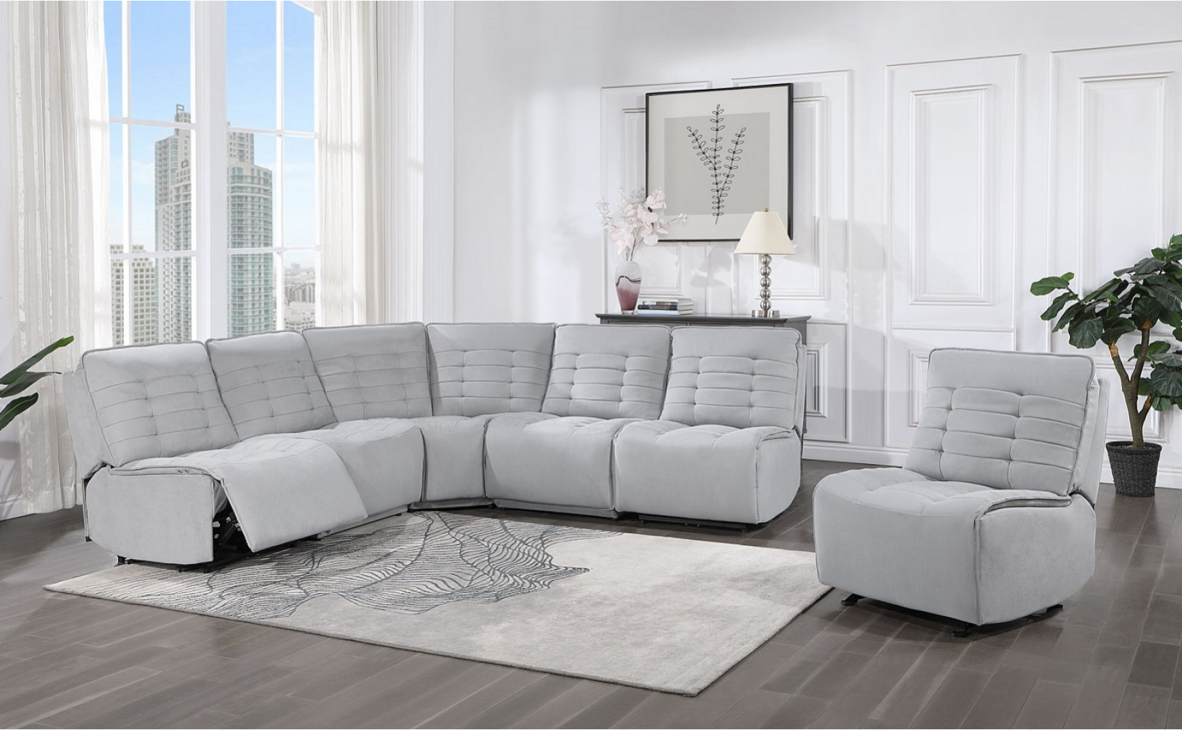 Rotterdam U6066 Sectional Light Grey Global Furniture