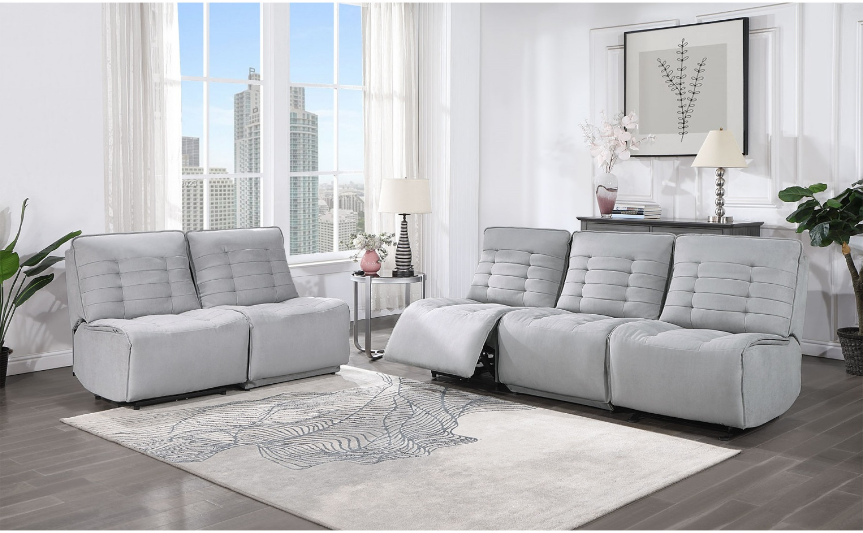 Rotterdam U6066 Sectional Light Grey Global Furniture