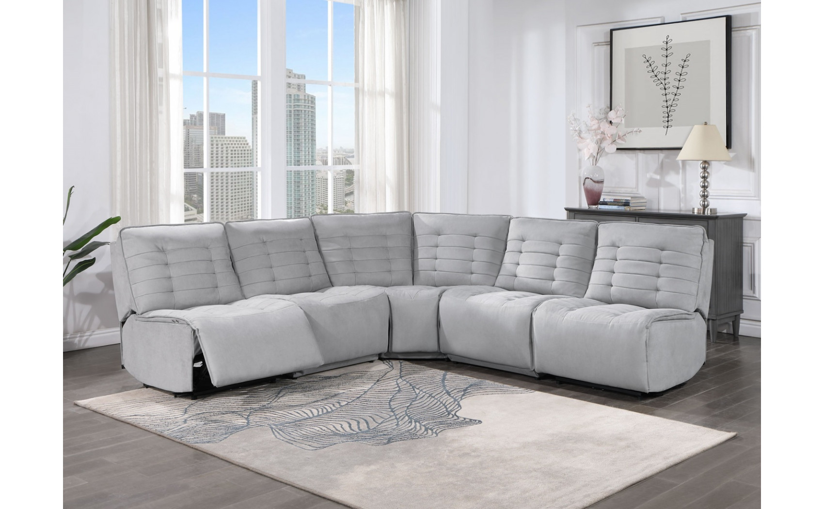 Rotterdam U6066 Sectional Light Grey Global Furniture