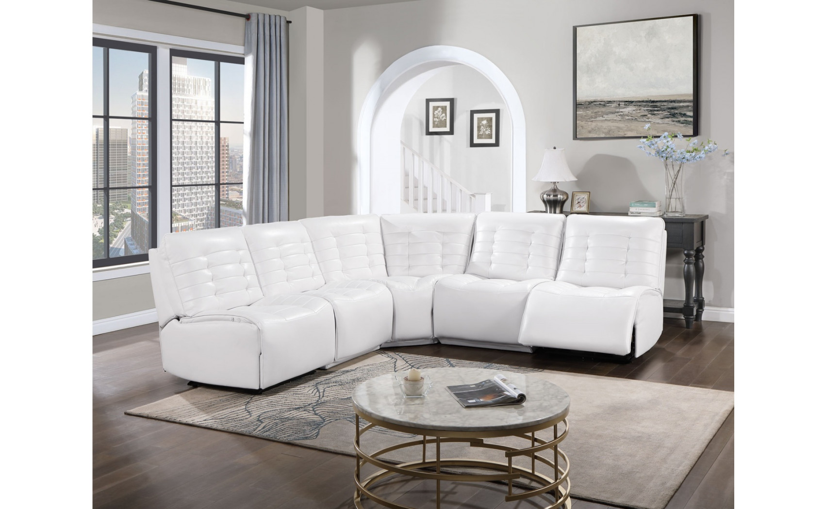 Rotterdam U6066 Sectional White Global Furniture