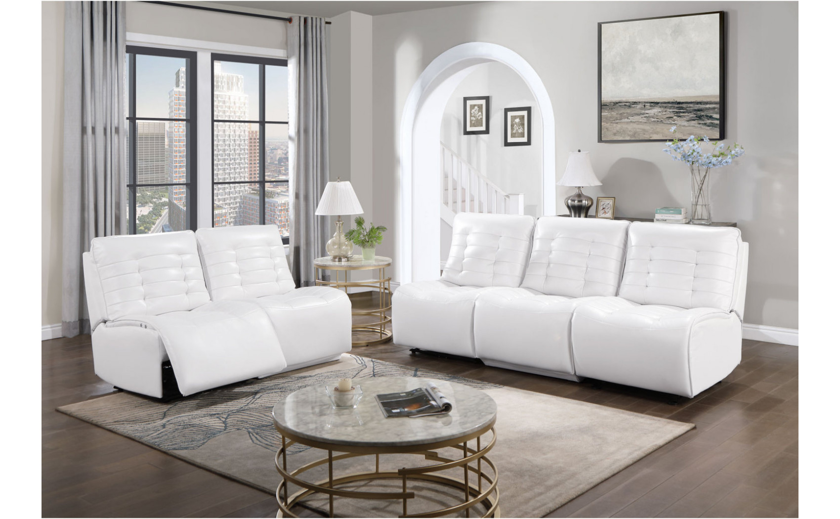Rotterdam U6066 Sectional White Global Furniture