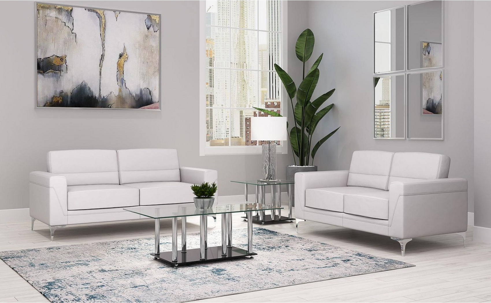 U6109 Sofa Set Light Grey Global Furniture