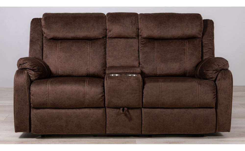 U7303 Reclining Sofa w Table Drawer Domino Coffee Global Furniture