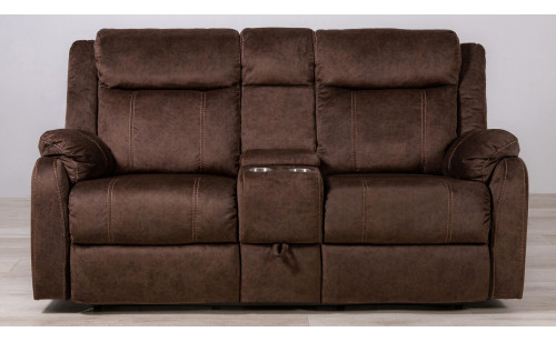 U7303 Console Reclining Loveseat w Drawer Domino Coffee Global Furniture U7303 Console Reclining Loveseat w Drawer Domino Coffee Global Furniture