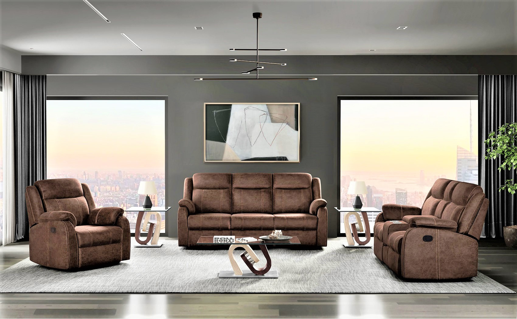 U7303 Glider Recliner Domino Coffee Global Furniture