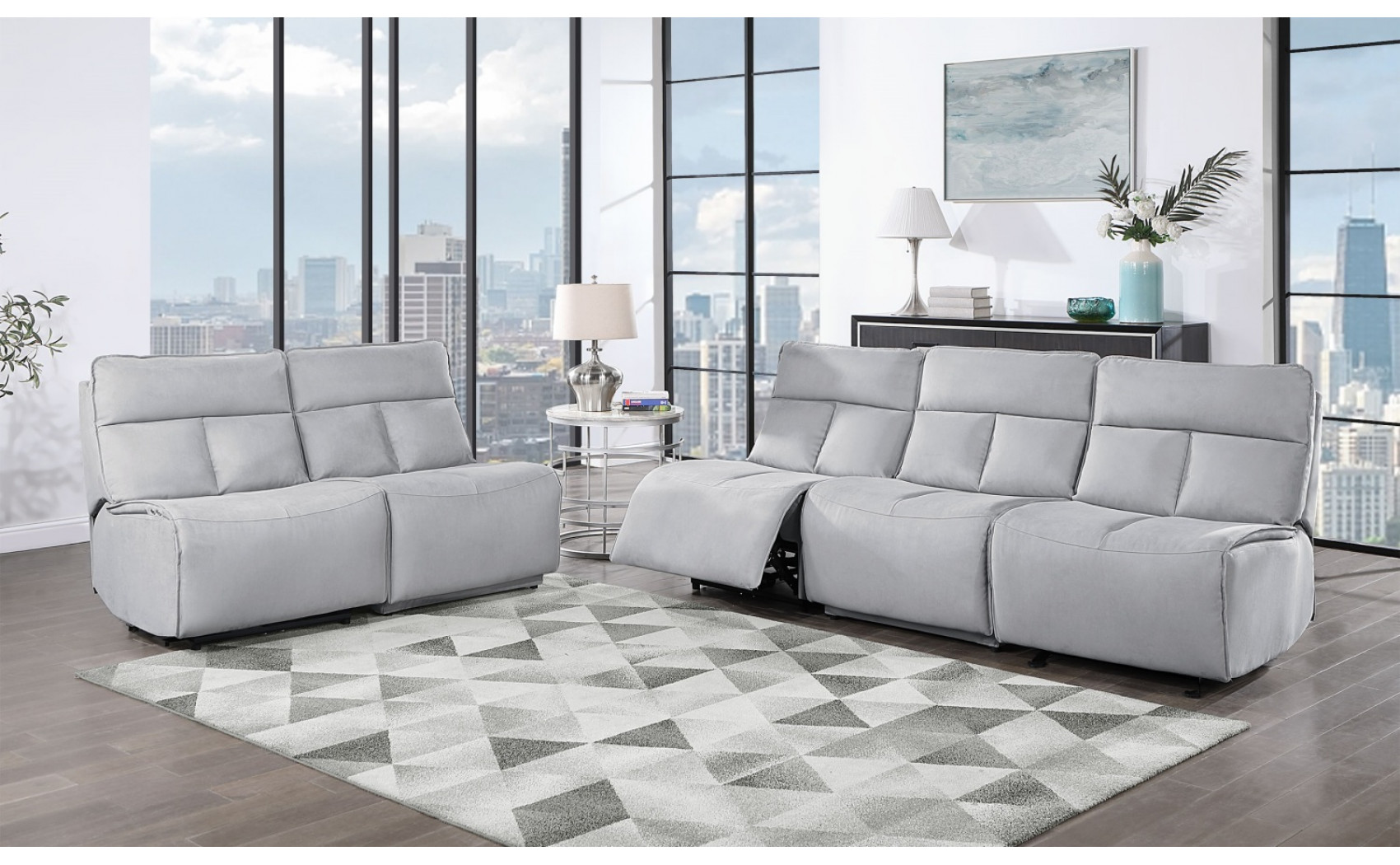 Rotterdam II U8088 Sectional Light Grey Global Furniture