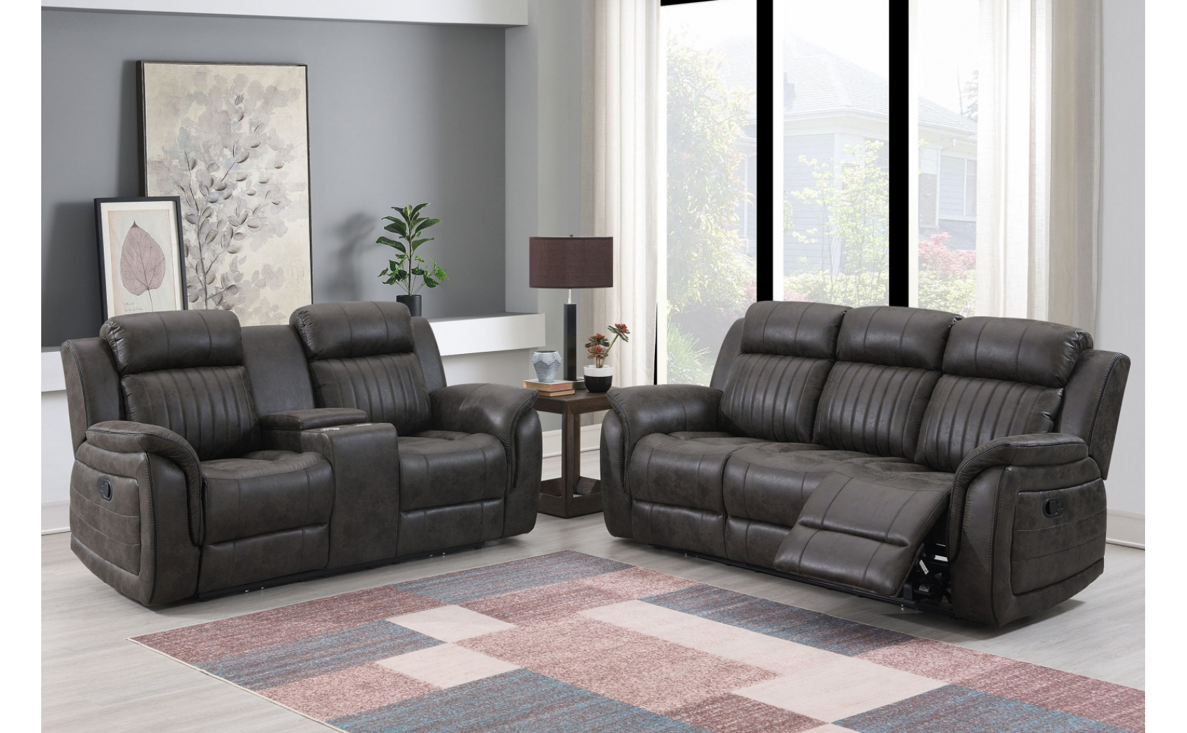 Tori U8517 Sofa Set Charcoal Grey Global Furniture