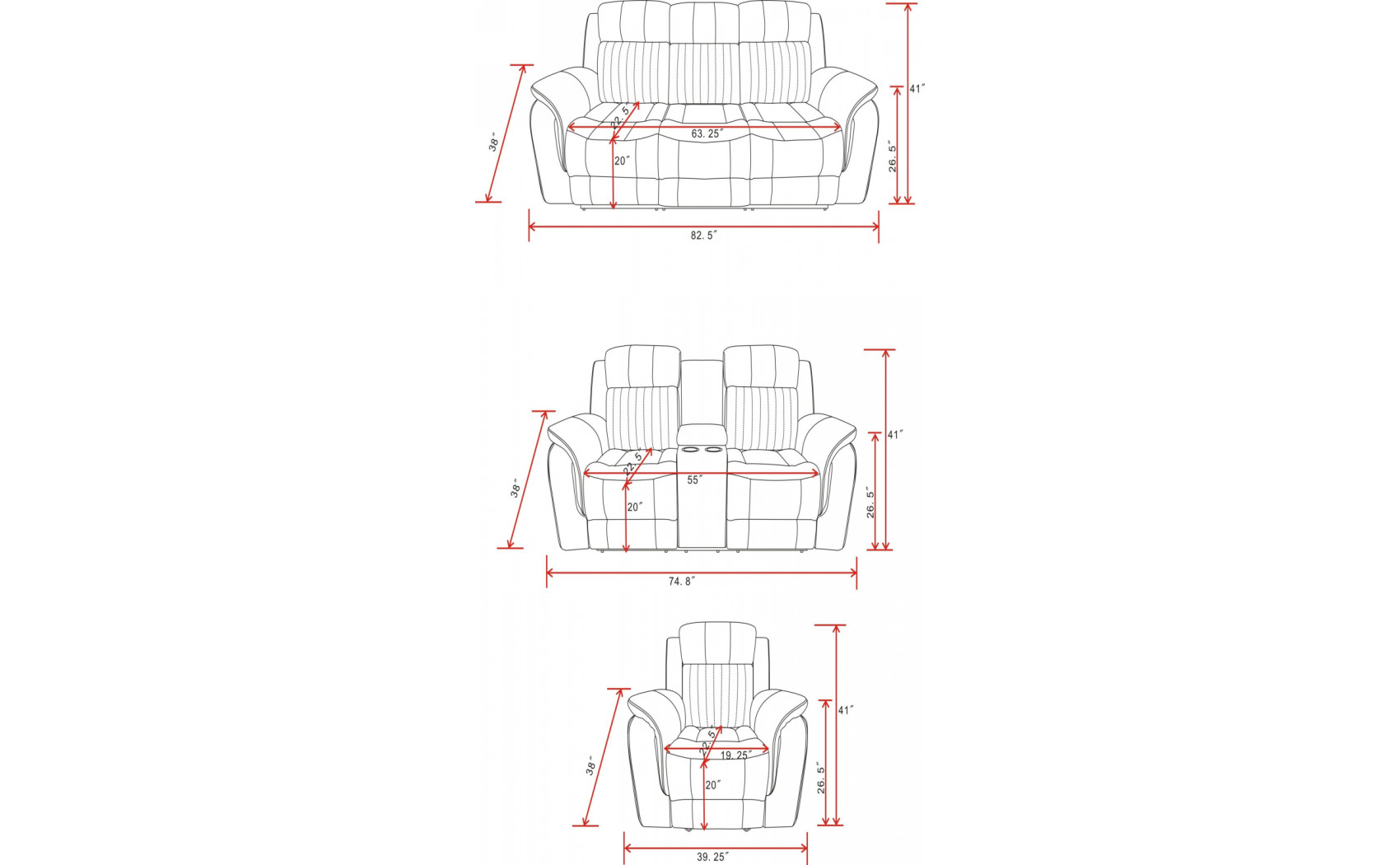 Tori U8517 Sofa Set Charcoal Grey Global Furniture
