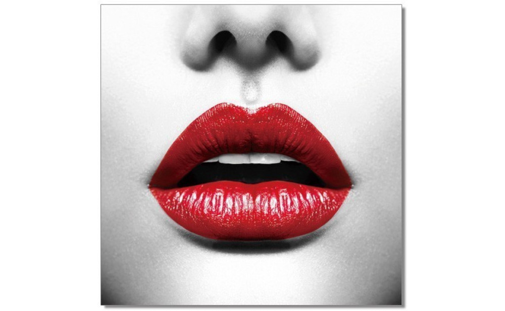 Red Lips Wall Art Red / White / Grey J&M Furniture