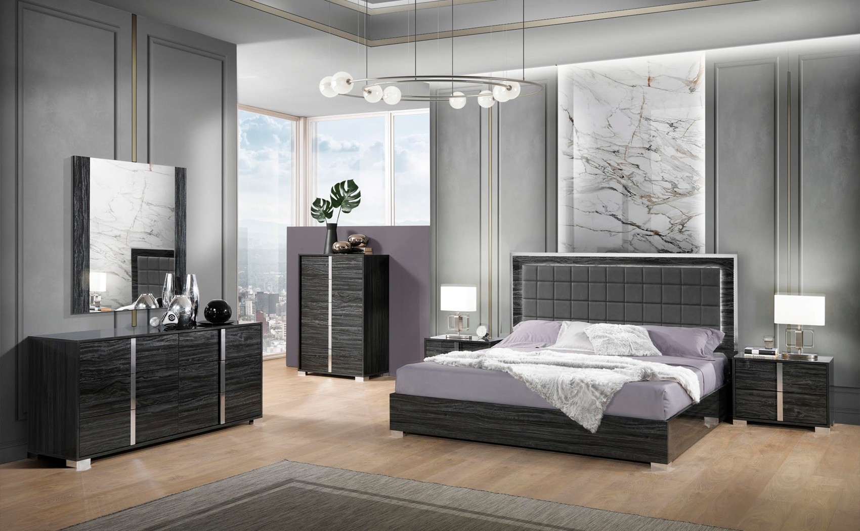Alice Bed Grey Glossy / Leatherette J&M Furniture
