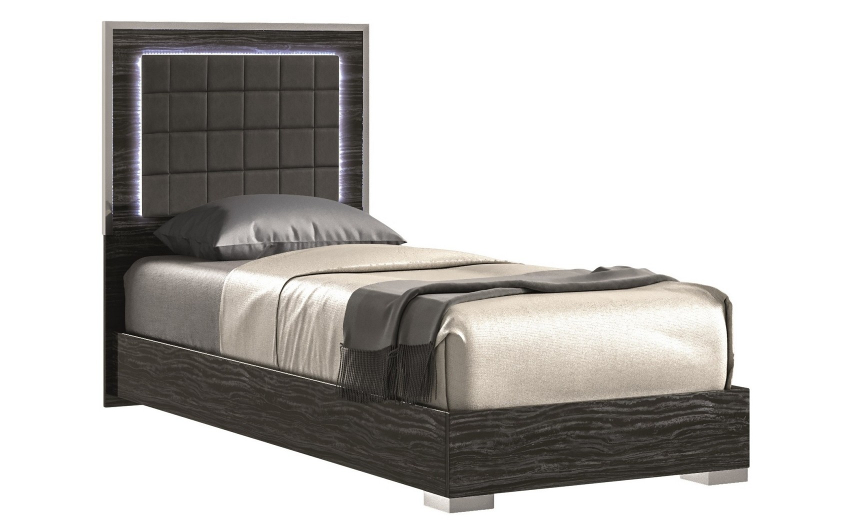 Alice Bed Grey Glossy / Leatherette J&M Furniture
