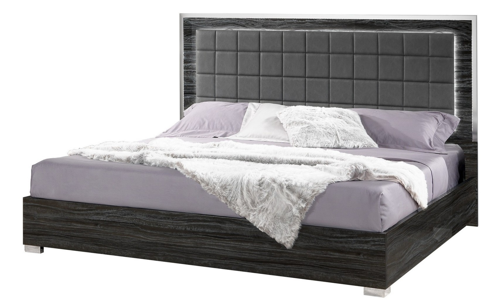 Alice Bed Grey Glossy / Leatherette J&M Furniture