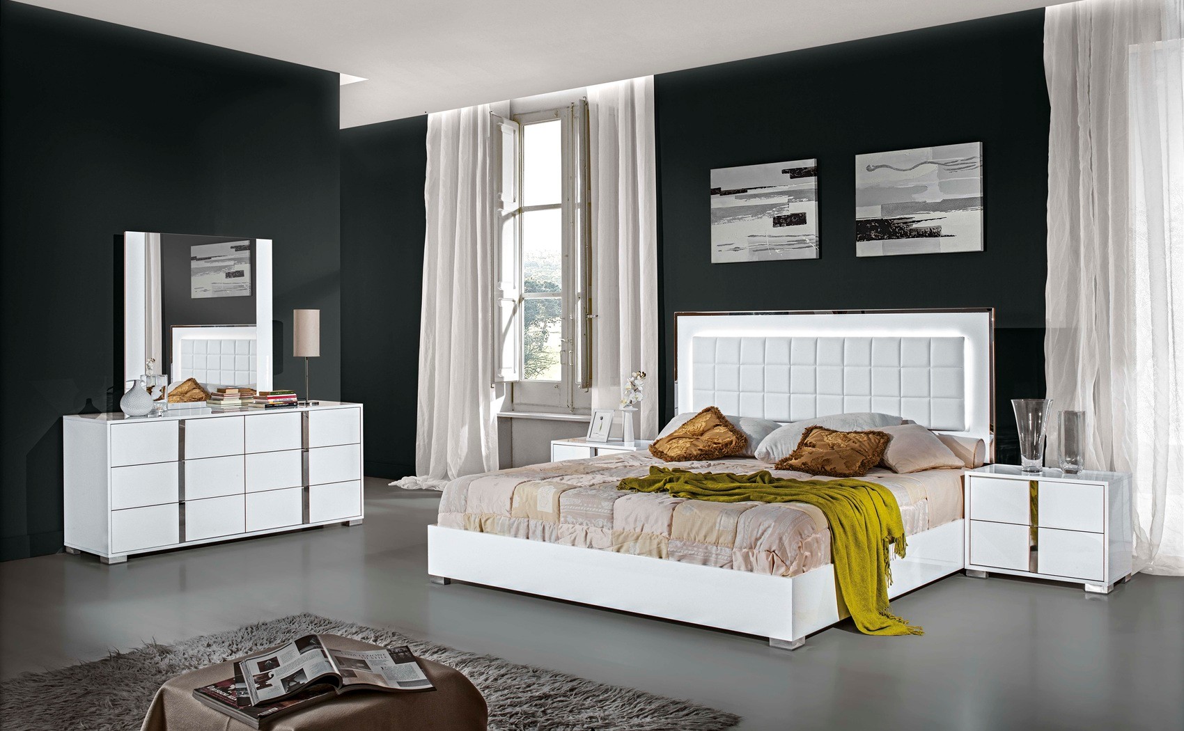 Alice Bed White Glossy / Leatherette J&M Furniture