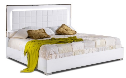 Alice Bed White Glossy / Leatherette J&M Furniture Alice Bed White Glossy / Leatherette J&M Furniture