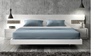 Amora Bed White Lacquer & Stone Slate J&M Furniture Amora Bed White Lacquer & Stone Slate J&M Furniture