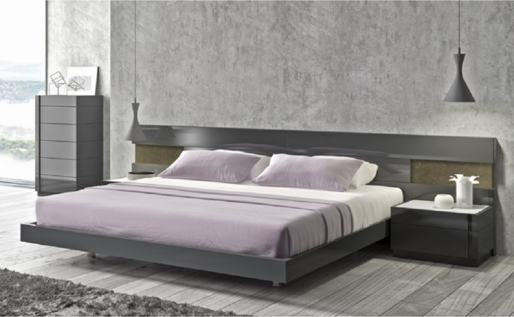 Braga Bedroom Set Grey Lacquer J&M Furniture