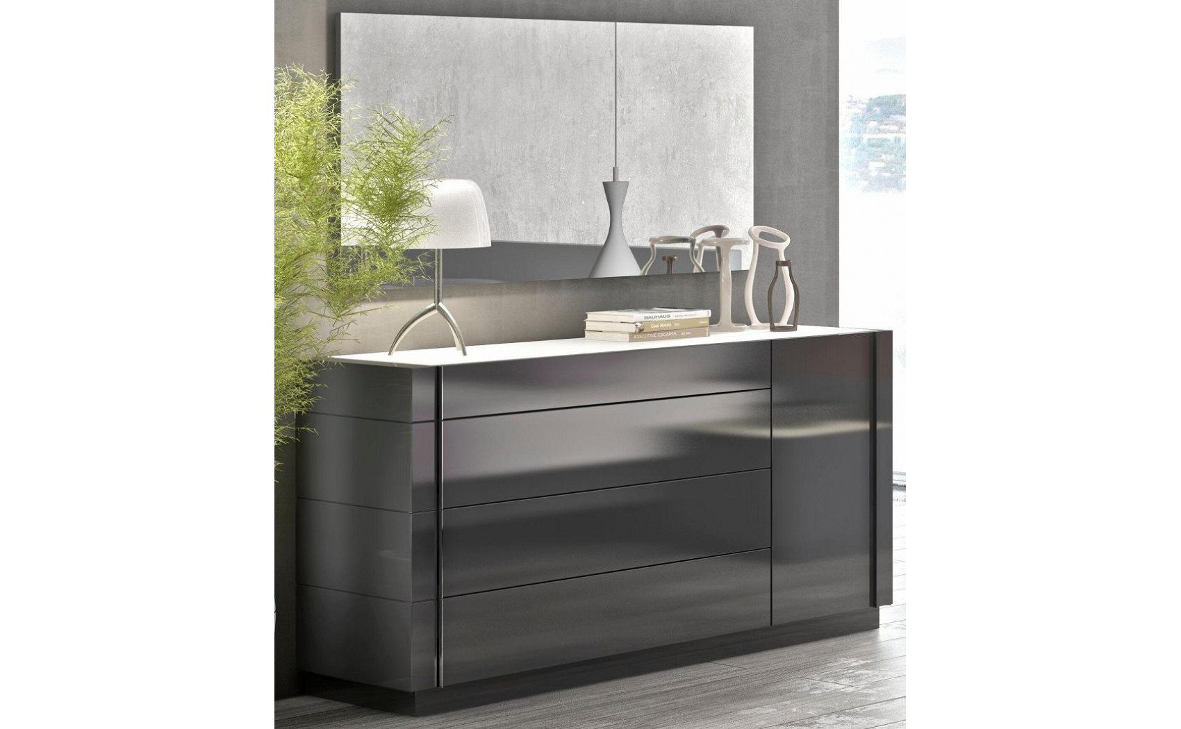 Braga Bedroom Set Grey Lacquer J&M Furniture