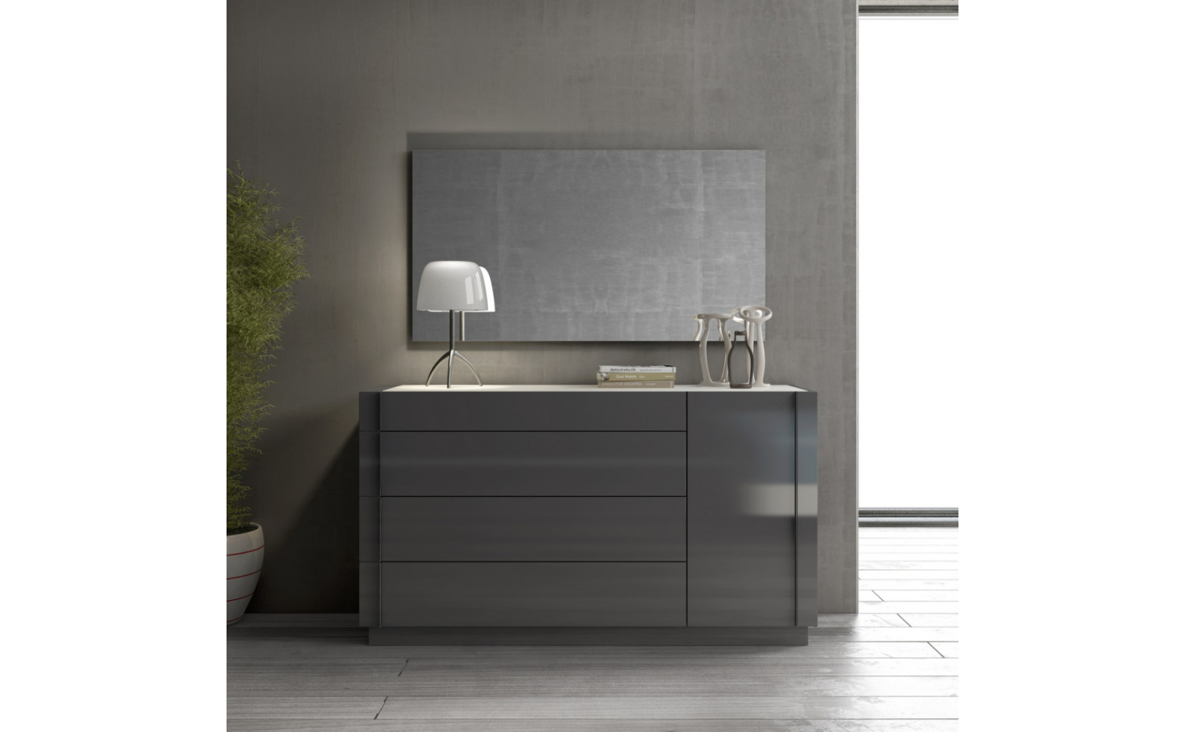 Braga Bedroom Set Grey Lacquer J&M Furniture