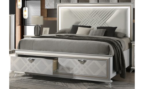Brickfield Bed Silver Glossy / Leatherette J&M Furniture