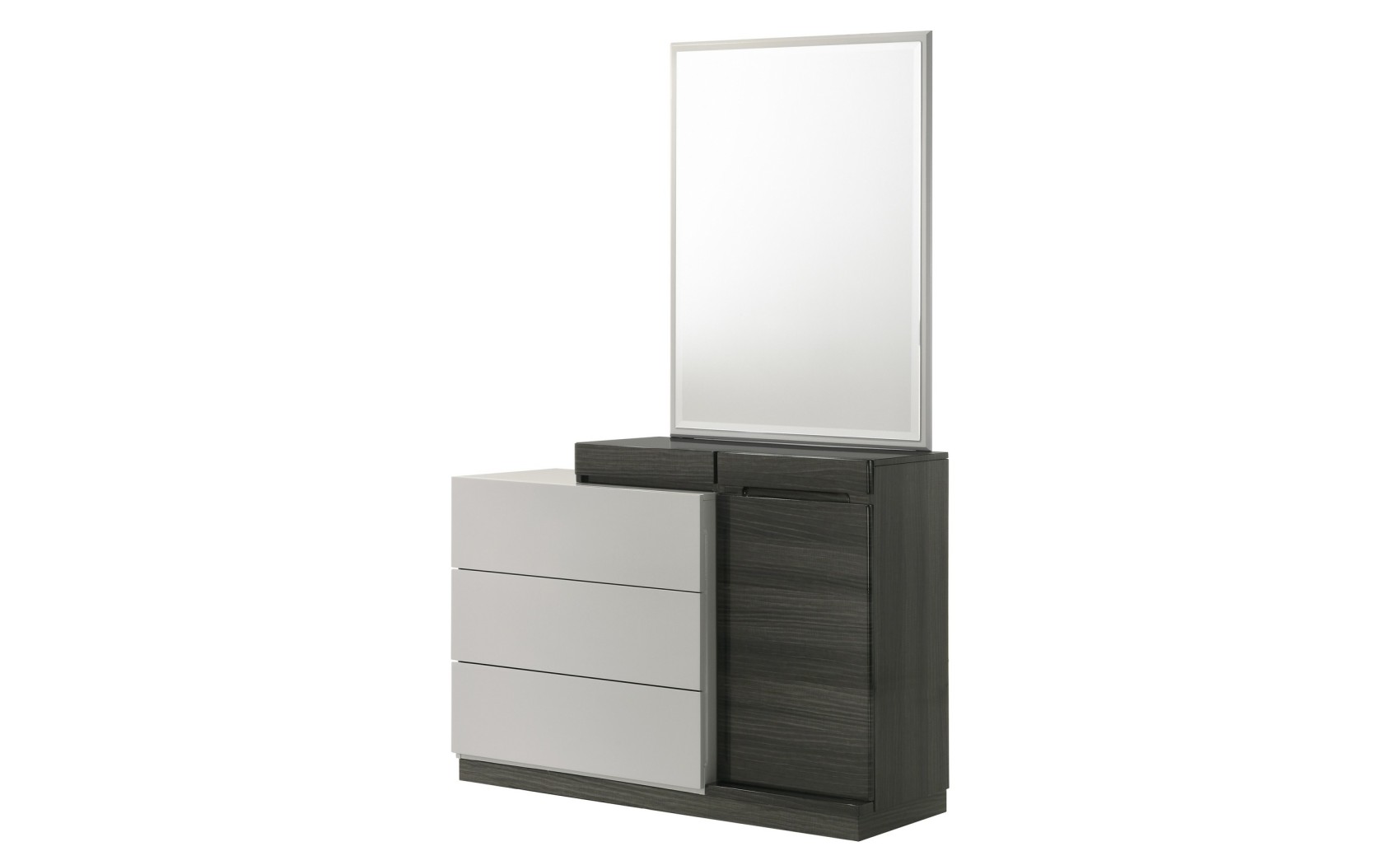 Cube Bed Grey / Dark Grey Glossy / Leatherette J&M Furniture